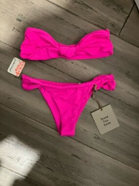 Stone Fox Swim X Free People Lele Bijou Knot Rose Bandeau Bikini Set S